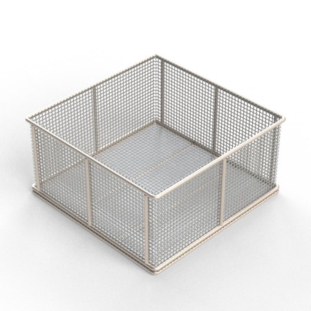 Anysizebasket Rectangular Wire Mesh Basket: 12Lx12Wx6H, 304 SS, 1/4 Rod Frame, No Handles, Mesh: 2 x .063 TMT-120120060-N02S